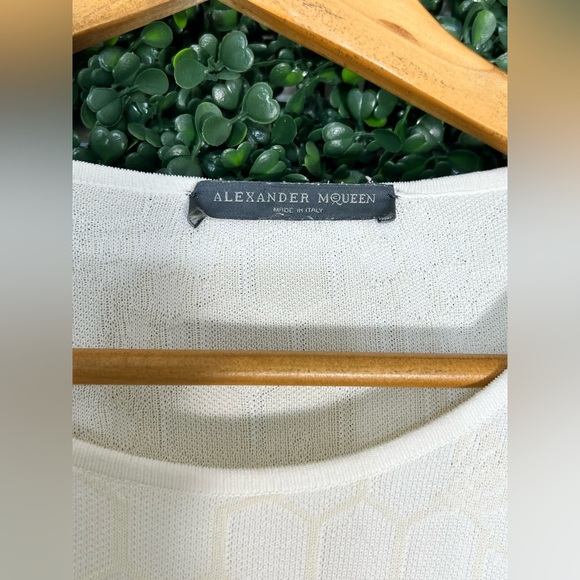 ALEXANDER MCQUEEN Ivory Cream Honeycomb Cap Sleeve Dress Medium - Picture 6 of 14